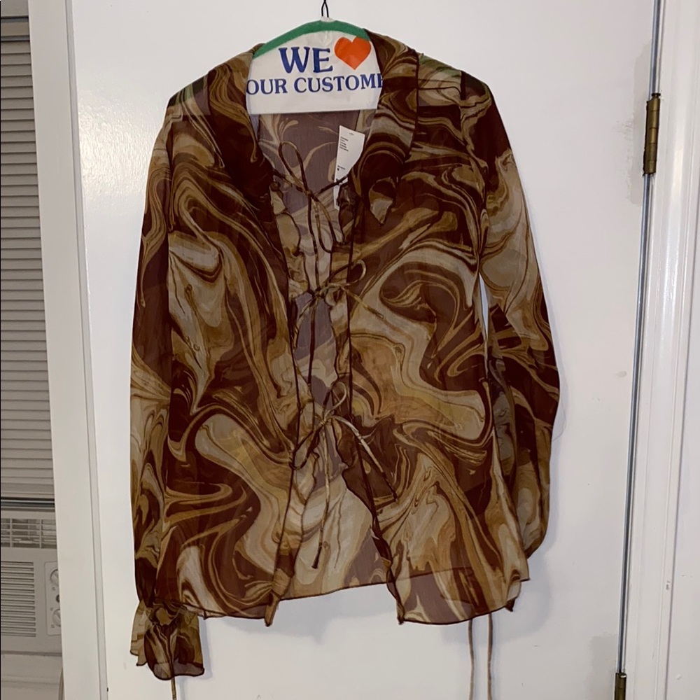 Urban Outfitters Brown Swirl Women's Sheer Top